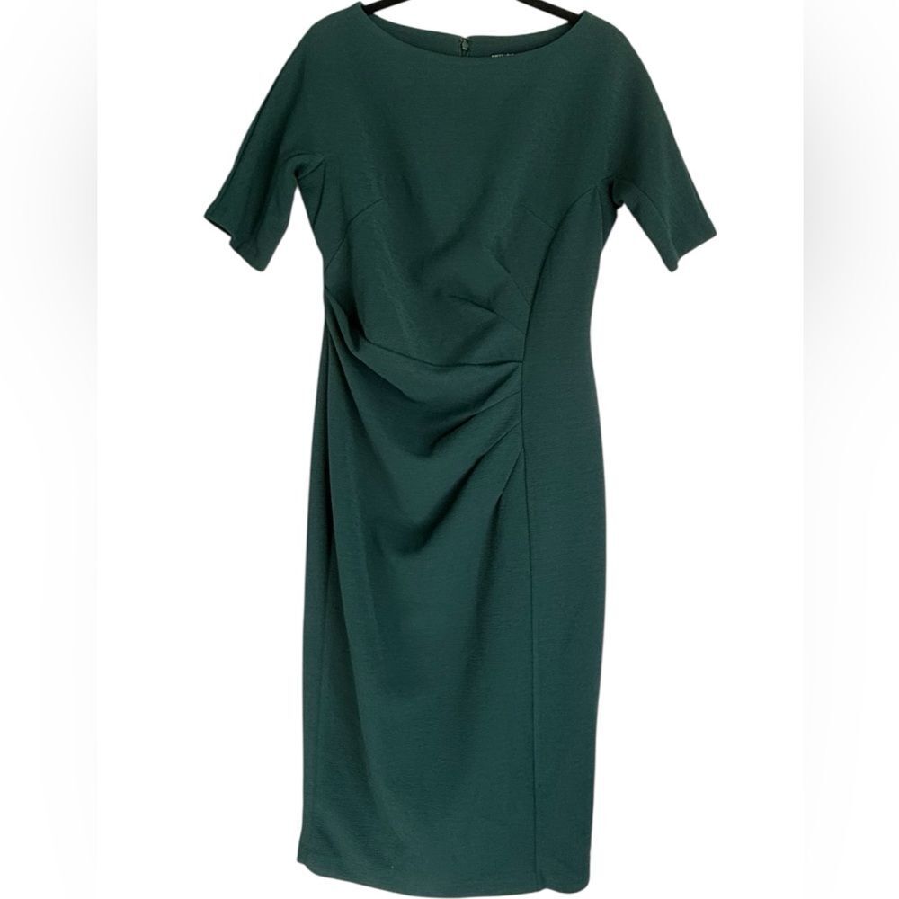 Maggy London Green Zip Back Elegant Formal Cocktail Midi Dress. 6.